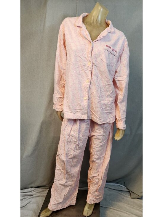 Sleeping With Bon Jovi Other - Sleeping With Bon Jovi Pink Pajama Set Collared Top Pants Intimates XXL XXLARGE